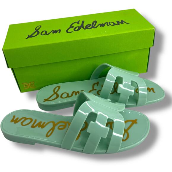 NEW Sam Edelman Mint Jelly Sandals Size 6 Green Blue Seafoam Slides Flats NWT - Picture 7 of 10